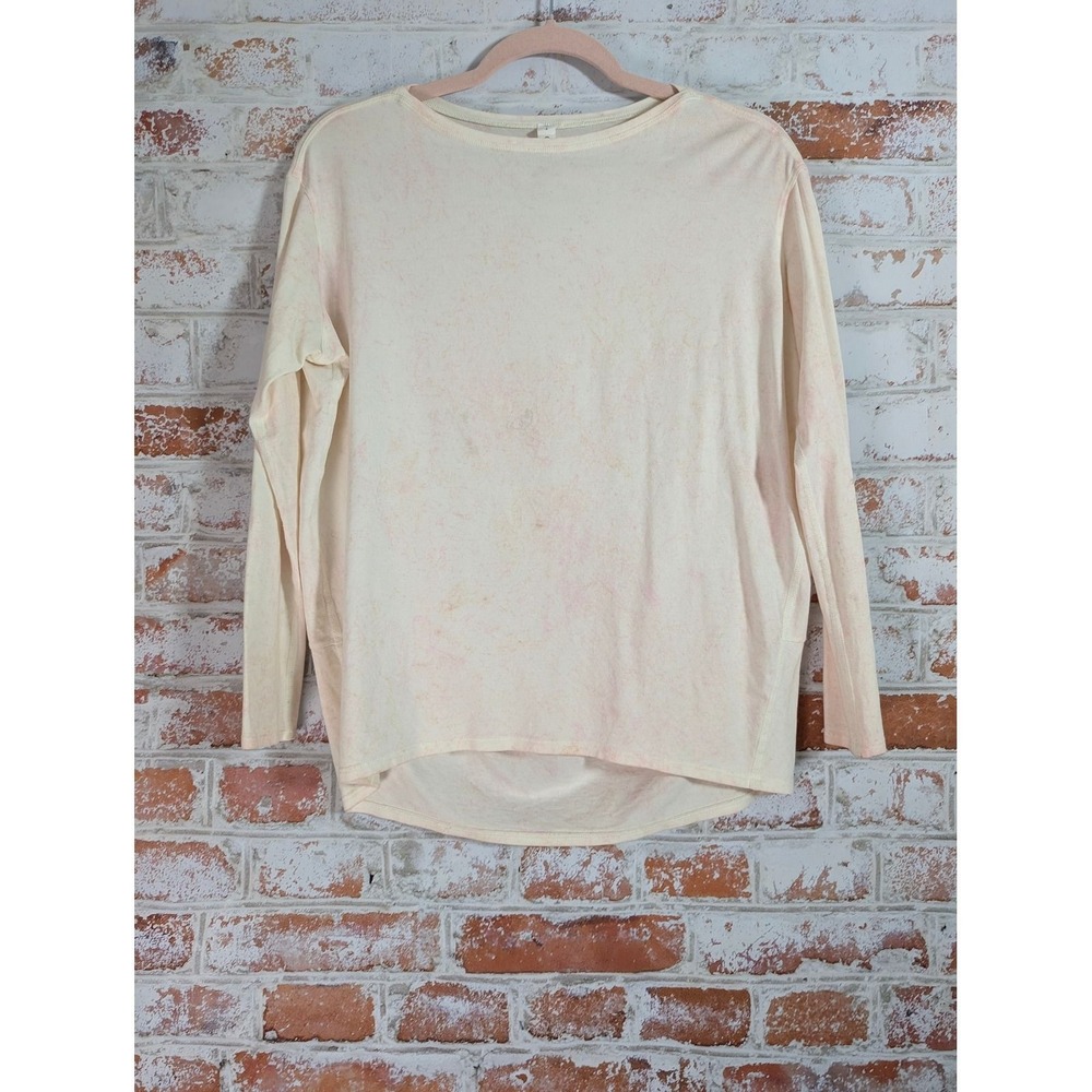Lululemon Back in Action Long Sleeve Women 2 Cream Pink Marble Cloud Wash